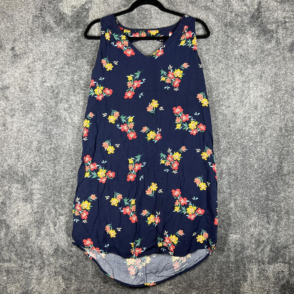 GAP Dress Womens S Blue Floral Hi-Low Tank Sundress V-Neck Strappy Rayon